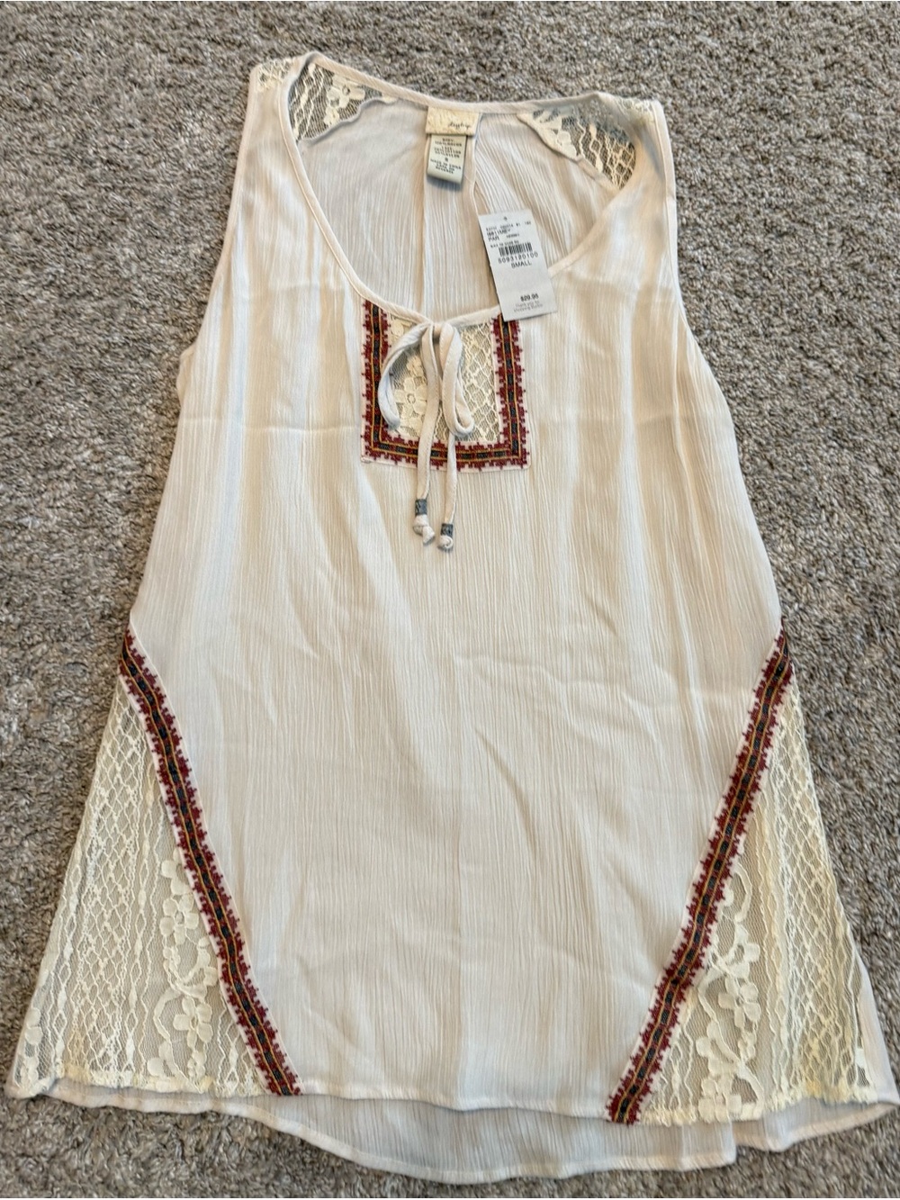 Daytrip Cream Lace-Trim Tank Top
